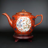 紅釉龍鳳茶壺